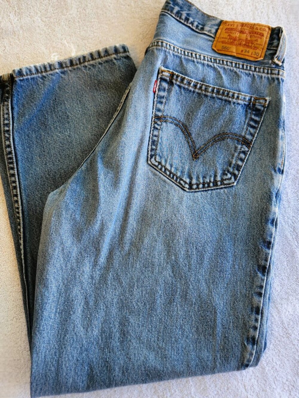 Levi's 560 Comfort Fit Jeans Men's 34x30 Light Wash Relaxed Tapered Denim